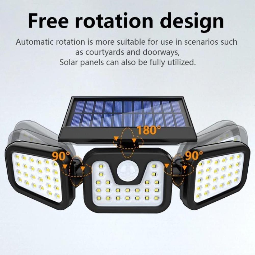 Solar Powered Outdoor Motion Sensor with Adjustable Head for Human Body Sensing Lighting for Garages Porches Streetlights