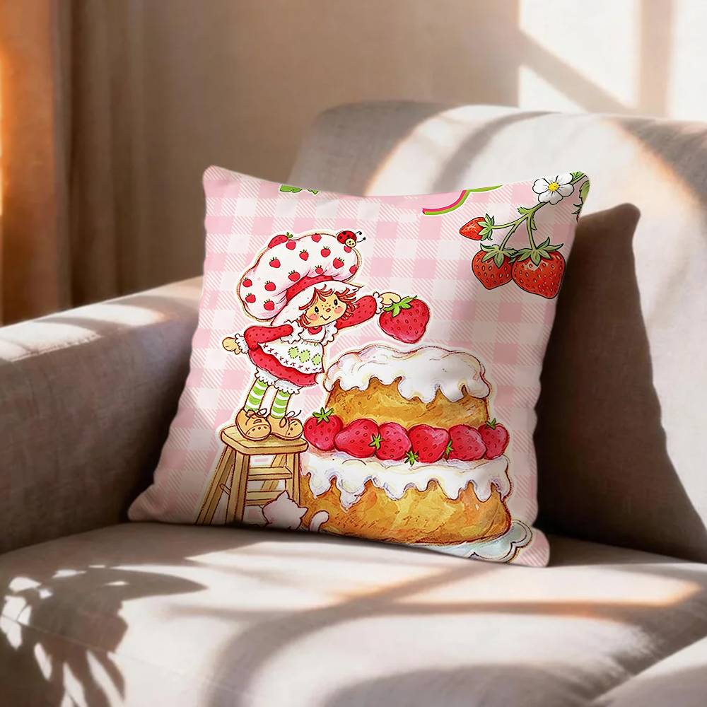 SStrawberry Cartoon SShortcake Girl Pillow Case Pattern Printed Pillowcase For Living Room Sofa Cushion Cover