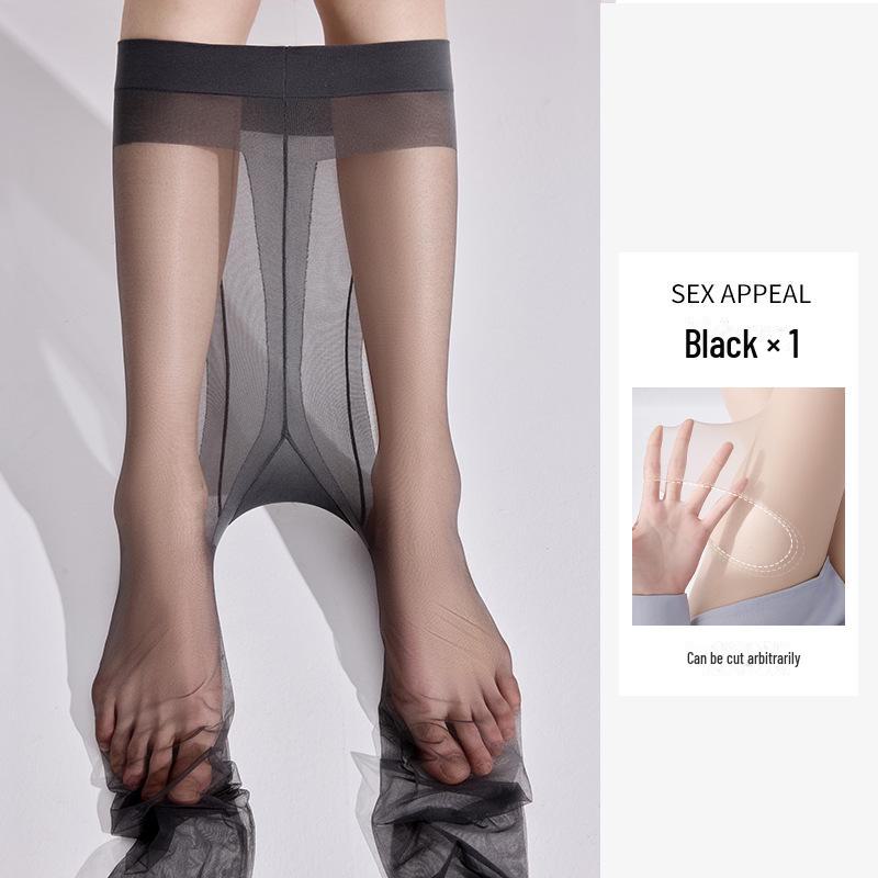 Women's Ultra-Thin Gray Silk Anti-Hook Stockings - Sheer, Sexy T-Crotch Pantyhose