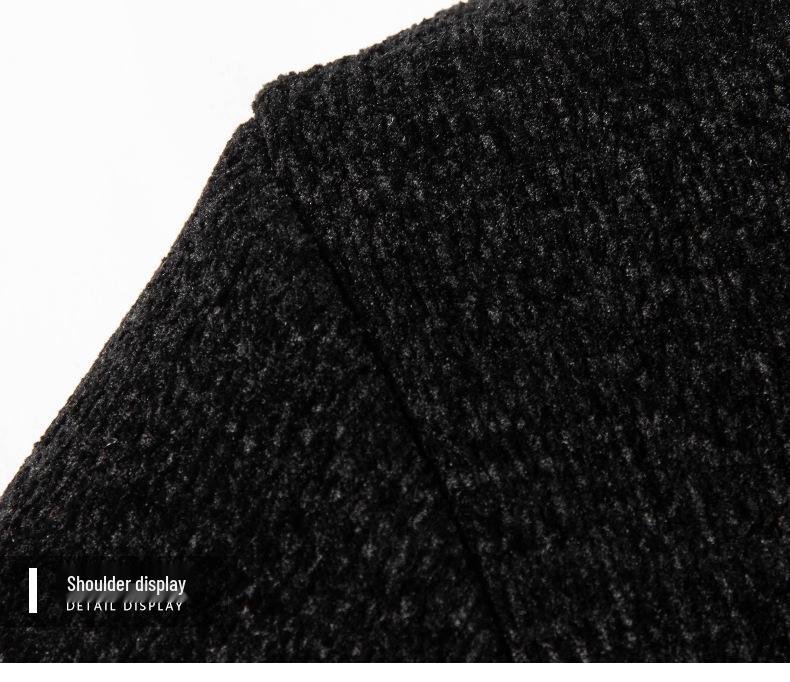 Men's Winter Chenille Sweater - Round Neck, Warm Velvet-Lined, Thick Knit Base Layer for Middle-Aged Men