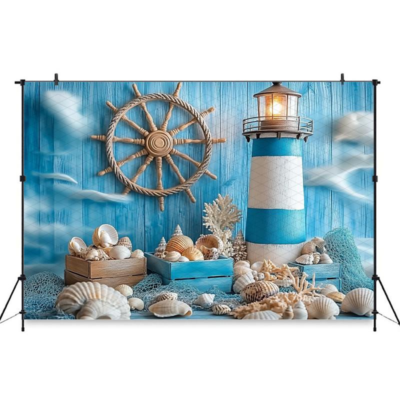 Mocsicka Photography Background Birthday Children Baby Shower Portrait Backdrop Blue Watchtower Ship Pattern Decors Photo Studio