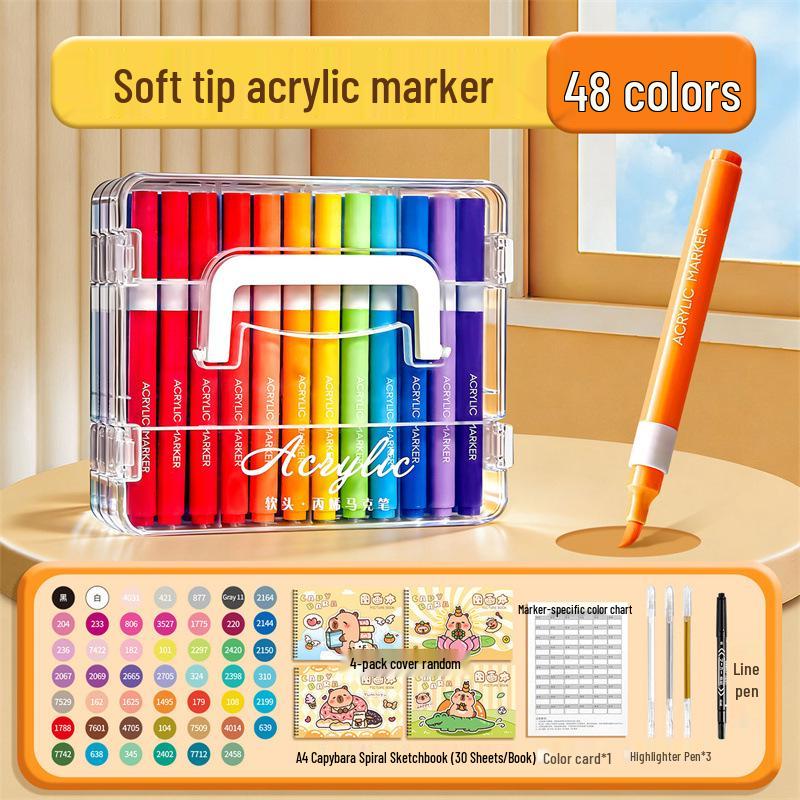 Opaque Multi-Color Acrylic Markers with Soft Tip, Waterproof for Students & Kids' Art, Kindergarten, Graffiti