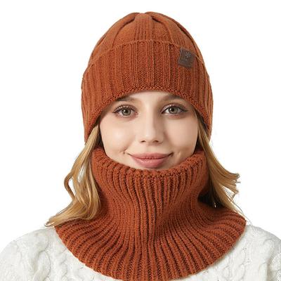 Knitted Hat Scarf Kit Men's Women's Winter Thick Warm Hat Two-piece Ear Protection Wool Hat