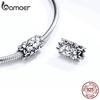 BAMOER 925 Sterling Silver Flower Beads for Women Charm Fit Snake Bracelet DIY Bracelet Fine Jewelry