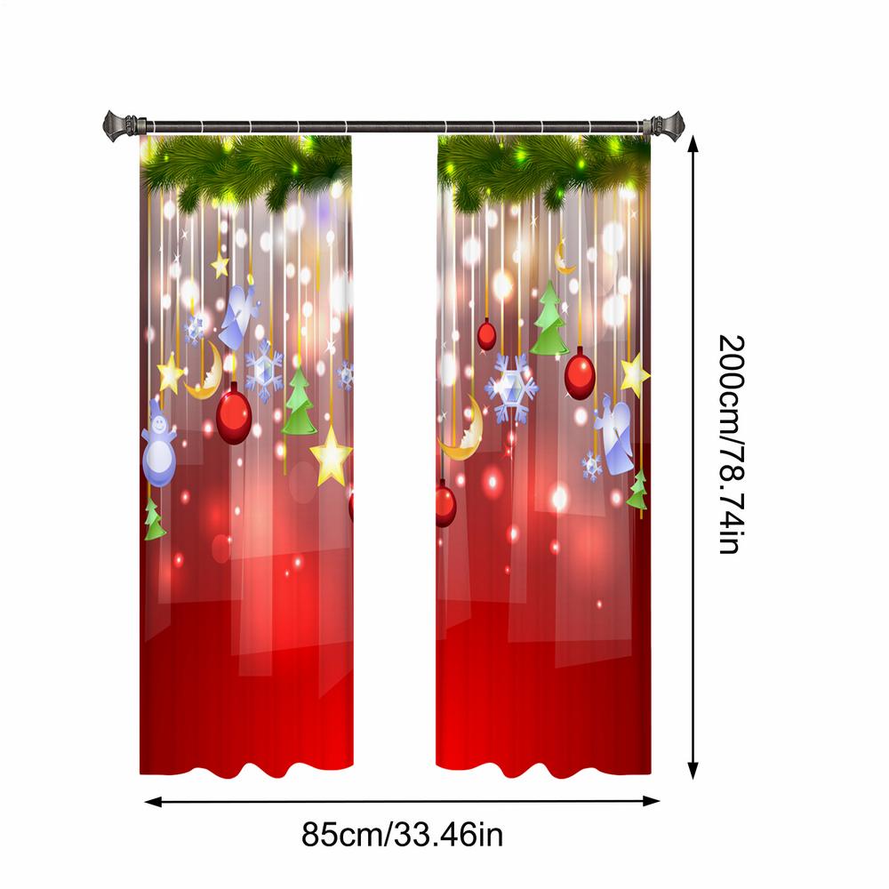 2pcs Christmas Curtain Traditional Celebration Theme Pendant Holiday Party Supplies Window Decor Props For Living Room Bedroom