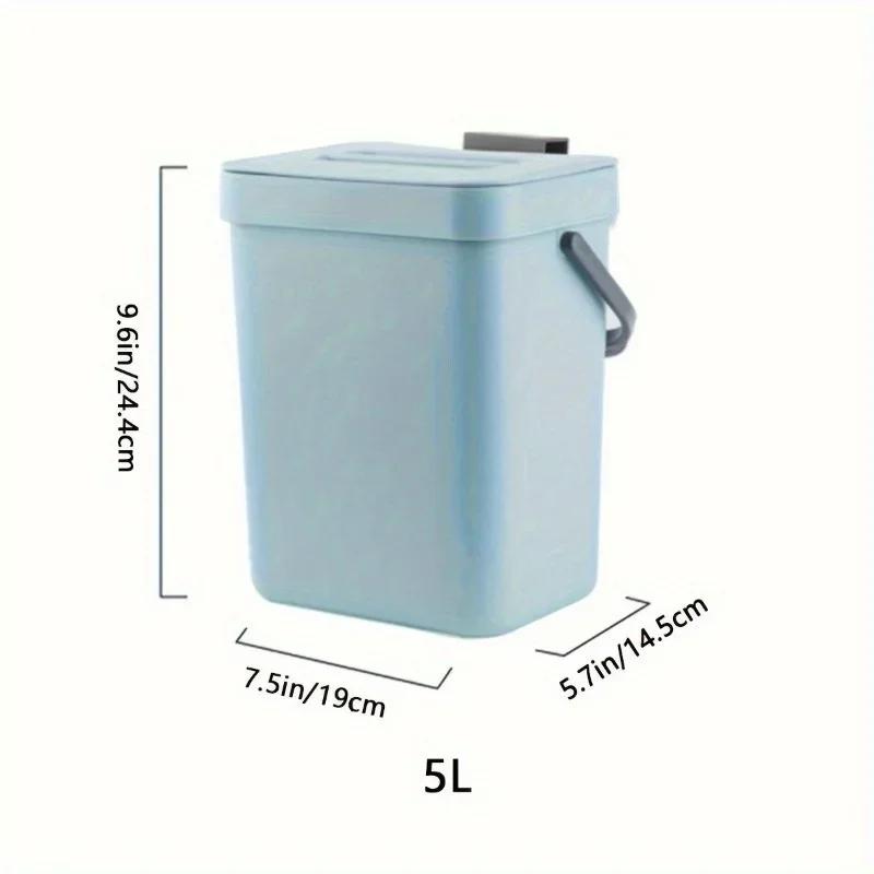 Space-Saving Quiet-Close Trash Can - 3/5L, Eco-Friendly Sealed Bin for Kitchen & Office, No Electricity Needed