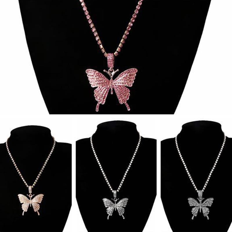 Fashion 3D for Butterfly Pendant Necklace Sparking Crystal Pave for Butterfly Necklace Cubic Zircon Necklace Jewelry Dec