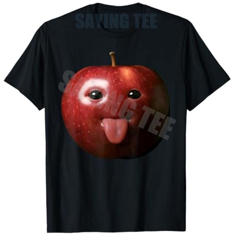 Lustiges albernes KI Apfel Gen Z Meme Gehirnfäule Humor Zunge raus T-Shirt Obstliebhaber Y2k Kunst Ästhetik Oberteile Sigma Apfel Rizz Spruch T-Shirt