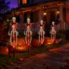 Spooky Garden Stake Lights 4 Pcs Solar Light Up Skeleton Decoration, 3D Creepy Human Halloween Outdoor Walkway Decor Pathway Light, Waterproof