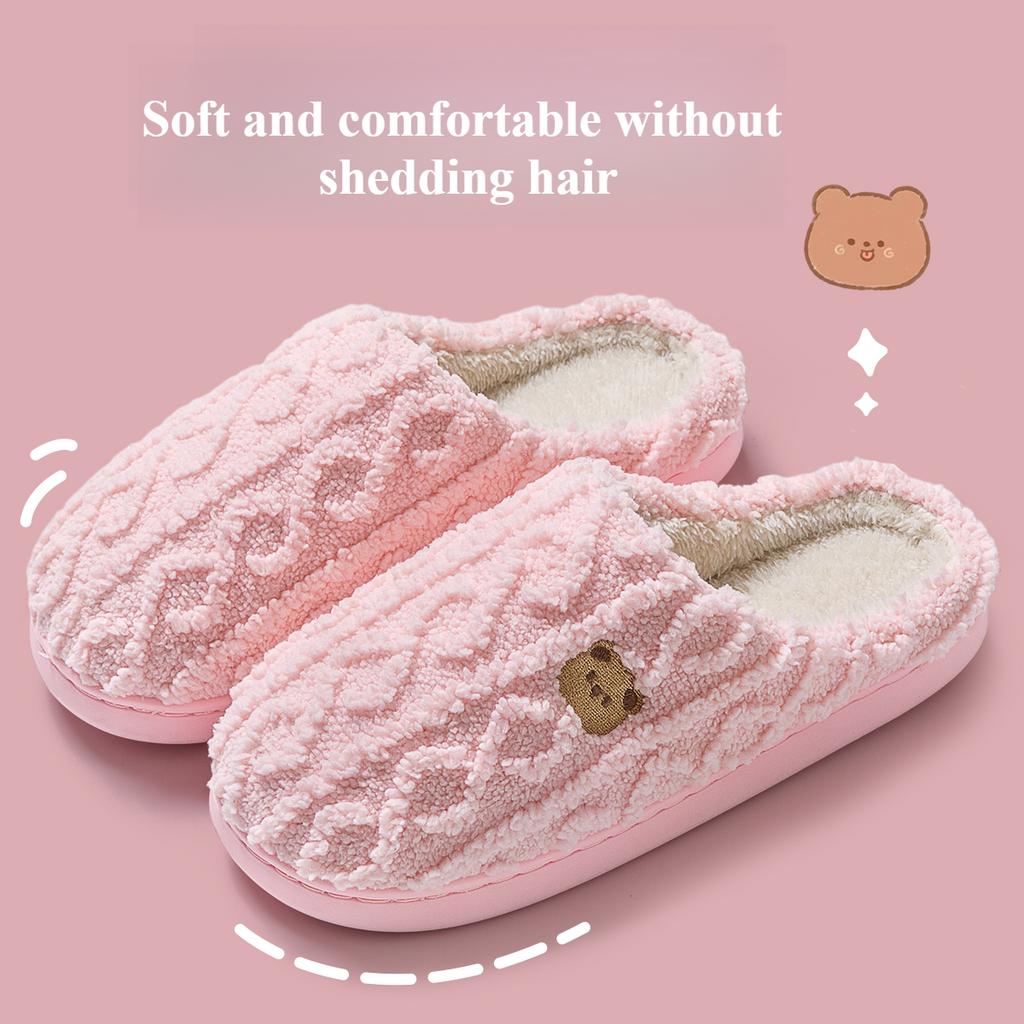 Cotton Slippers for Women's Autumn Indoor Home Confinement Shoes, Postpartum Autumn and Winter Anti Slip Thick Soled Plush Cotton Shoes