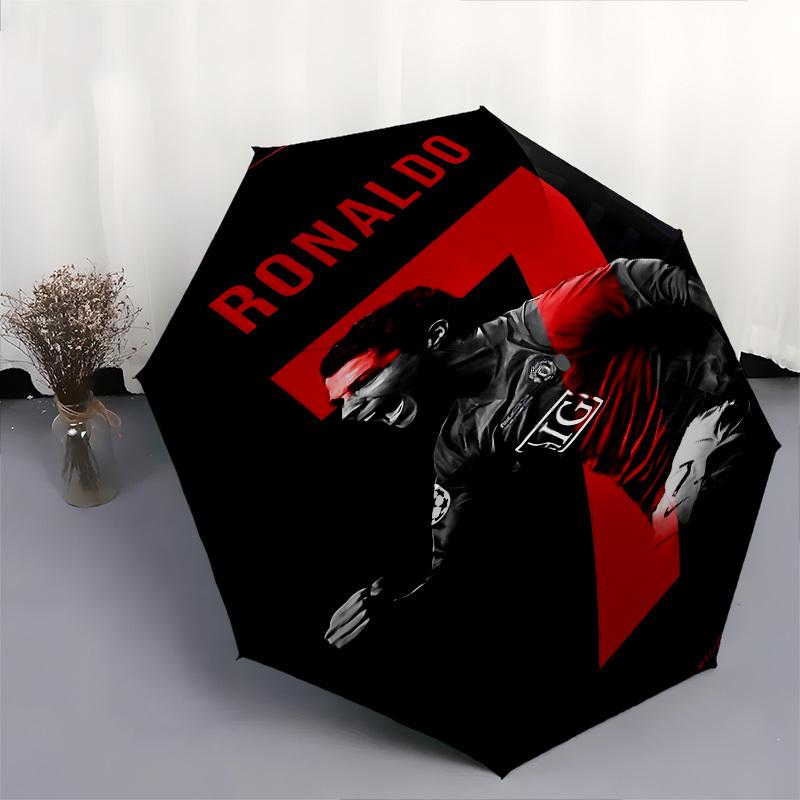 1 szt. RONALDO MANCHESTER UNITED Automatyczny Parasol Otwierany/Zamykany z 8 Żebrami Wiatroodpornym Daszkiem, Kompaktowy i Przenośny Parasol Podróżny, 10250