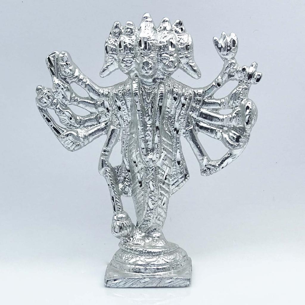Metallic Silver Office Table Lord Panchmukhi Metal Decor Decorative Car Gift