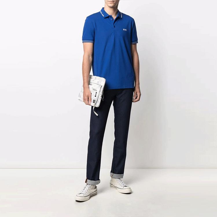 Hugo Boss Letter Print Short Sleeved Polo Shirt Men's Blue 50452509-428