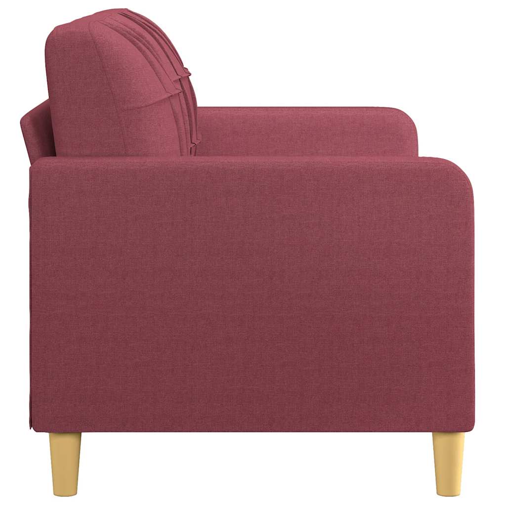 2 Seater Sofa Burgundy 140 Cm Fabric