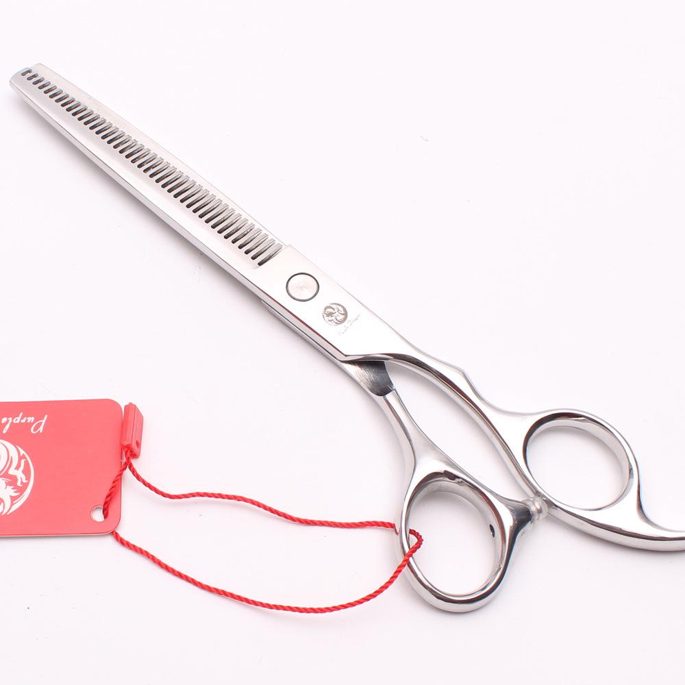 Purple Dragon 5.0-8.0 inch Silver Pet & Barber Hairdressing Scissors Set: Flatting, Serrated, Thinning