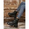 Plus Size 25 Autumn New Lace-up Round Toe Buckle with Platform Short Sore Women's British Style Fashion Trend Martin Boots