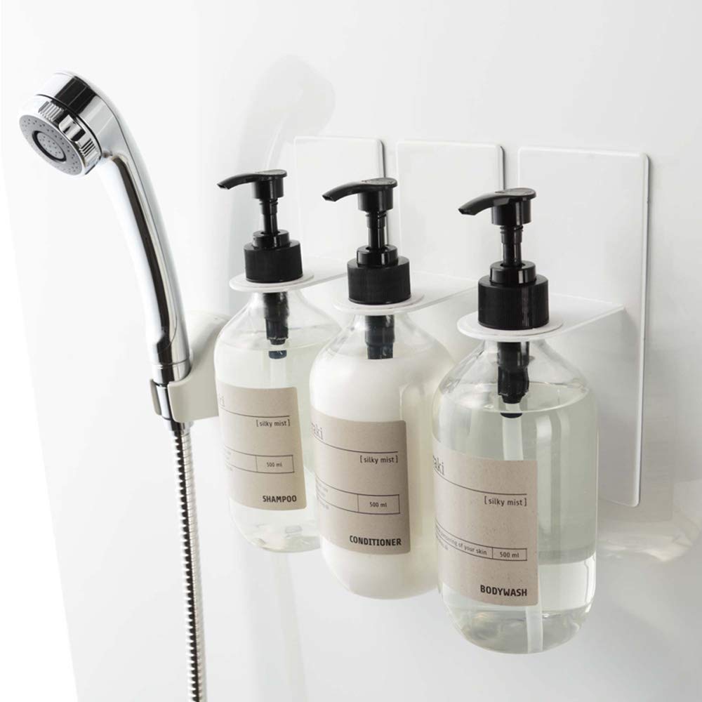 

Yamazaki Jitsugyo Magnetic Bathroom Dispenser Holder Tower Set of 3 Shampoo Storage White 4867 3SET