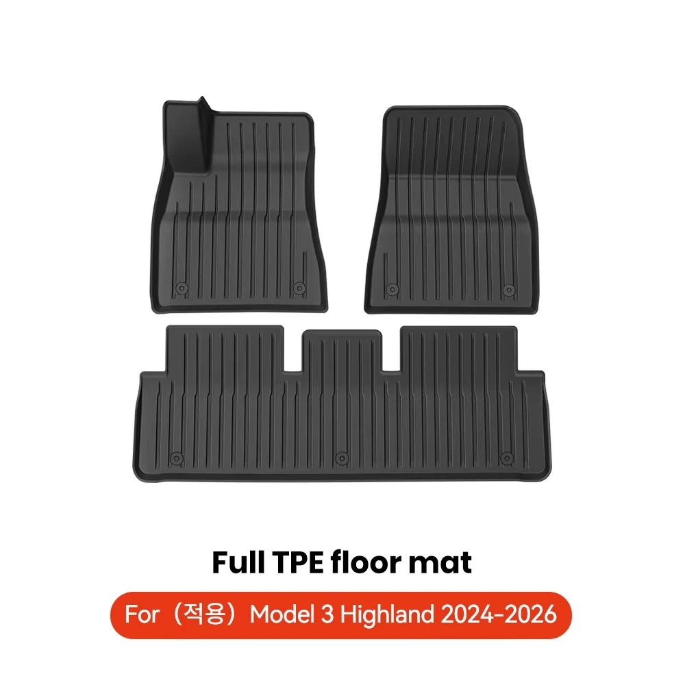 YZ For Tesla 2024-2026 Highland Model 3 Whole TPE Floor Mats Waterproof Anti-Slip Mat Foot Pads Rear Trunk Mat Car Accessorie