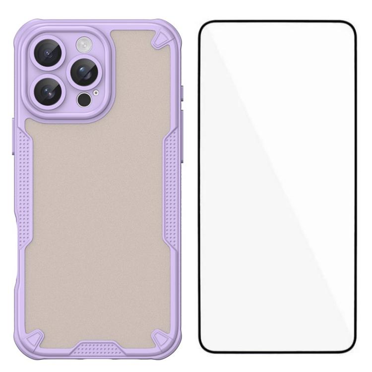 

WANLONFENG MFFJ Series For iPhone 16 Pro Max Case Anti Drop TPU Phone Back Cover with Screen Film Purple