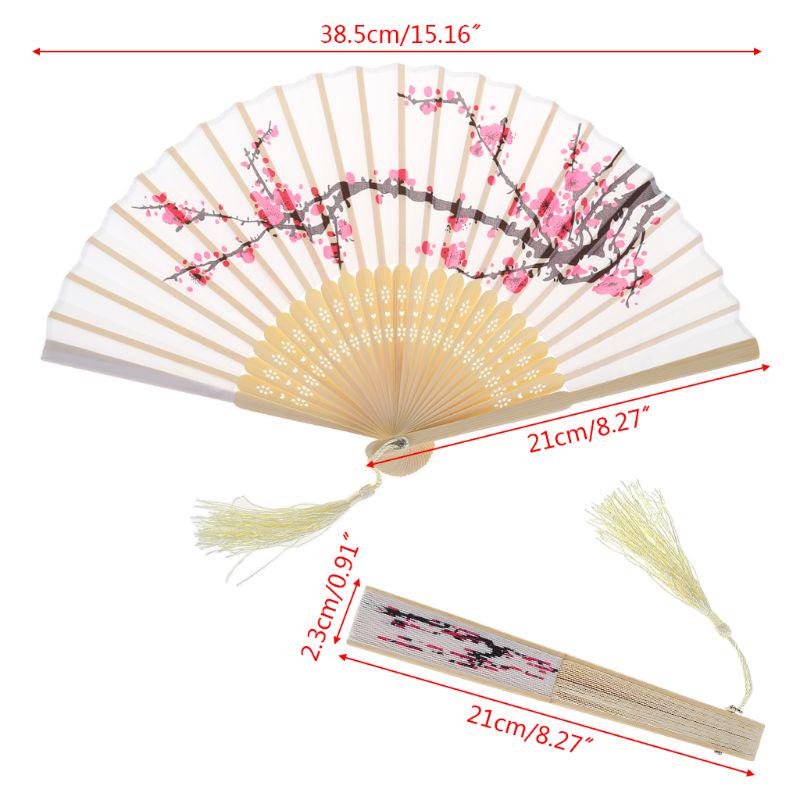 New Japanese Flower Pocket Folding Hand Fan Round Circle Party Decor Gift Dropshipping