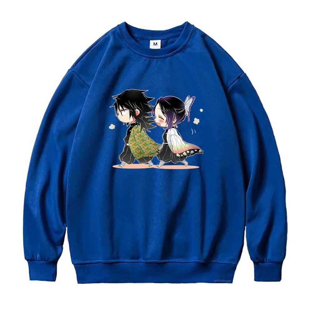 Demon Slayer Giyu Tomioka și Shinobu Kocho Hanorac cu imprimeu grafic Kimetsu No Yaiba Anime Hanorac pentru femei unisex