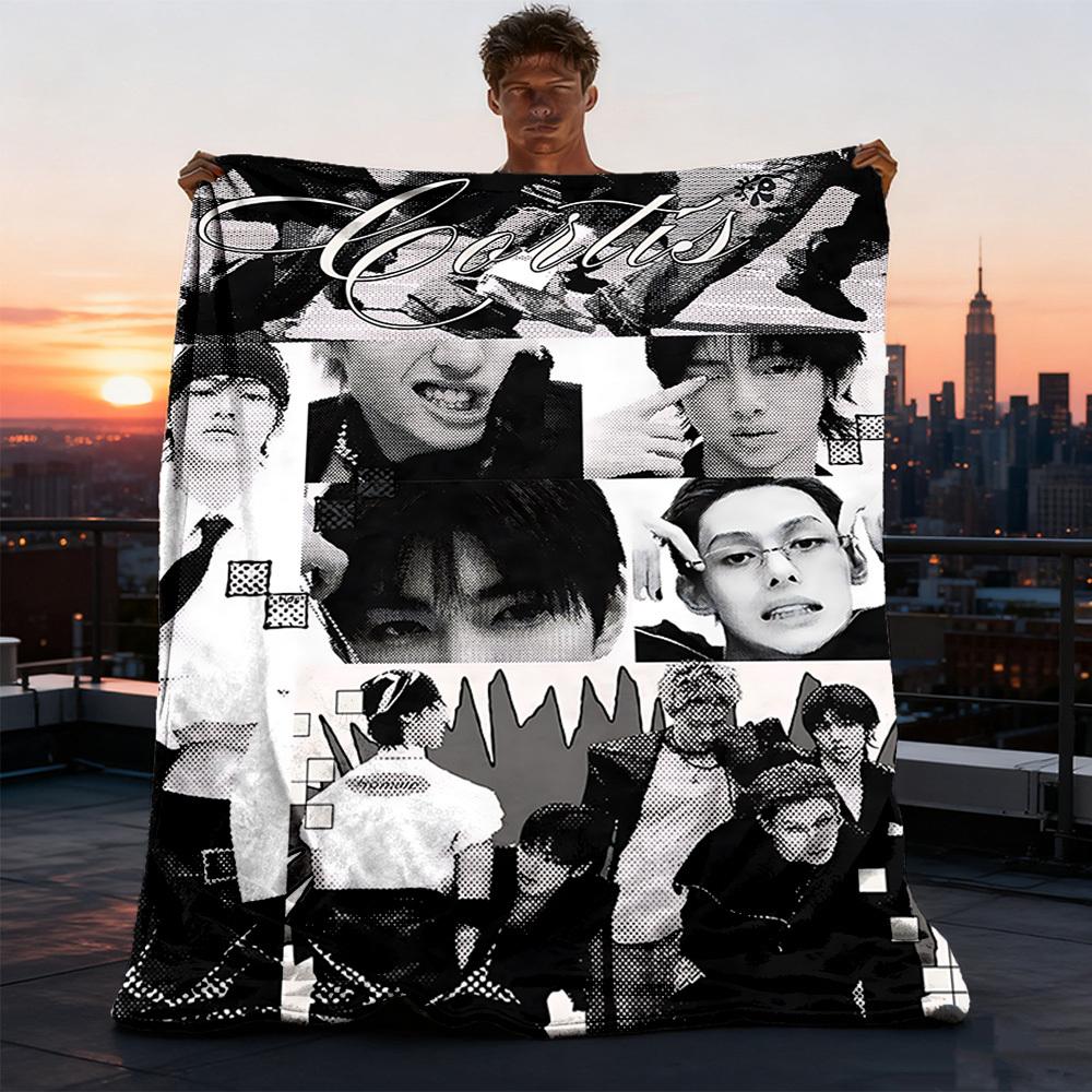 1pc Cortis, K Pop Outdoor Personalized Flannel Blanket, Soft, Lightweight Personalized Flannel Blanket, Digital Printing,