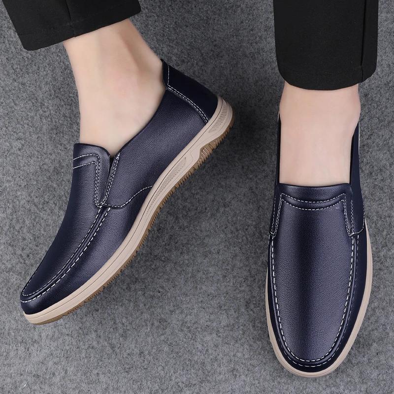 New Minimalist Design Handmade Genuine Leather Mens Comfort Loafers Casual for Men Hot Sale Office Dating Genuine Leather Shoes