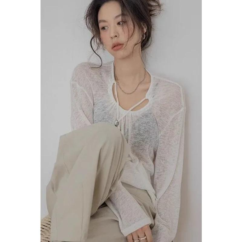 

Summe Sheer Lightweight Knit Cardigan Breathable Long Sleeve Cover Up Casual S білий