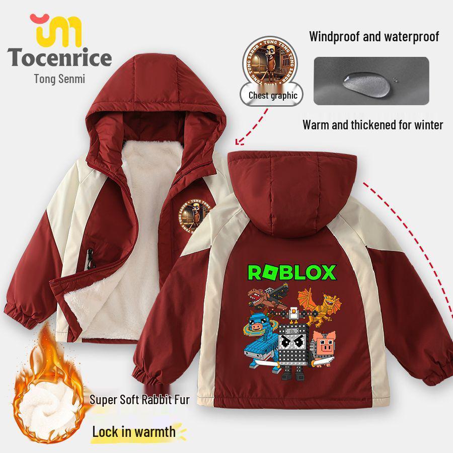 American Gold Edition Children s Windbreaker: Classic Chinese Mythology Padded Winter Jacket with Plus Velvet Thickened Stylish Cotton. 120