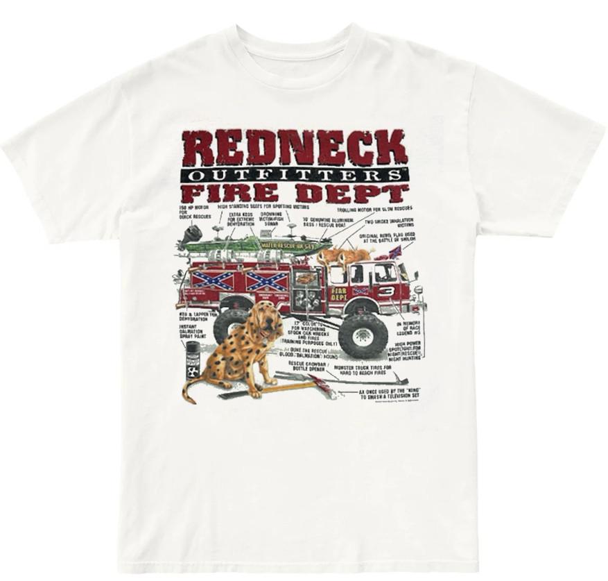 Vintage Redneck Fire Dept T-Shirt Country Music Cowboy Garth Short sleeve White S
