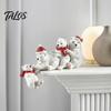 Polar Bear Figurines for Shelf Resin Ornament, White Hanging Figurine with Hat And Scarf Adorable Statues Garden Christmas Holiday Decoration,