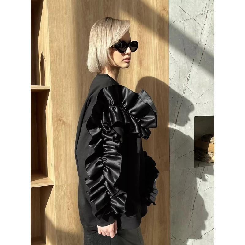 Женская осенне-зимняя повседневная свободная толстовка Love Lace Clash Color с круглым — фото 7