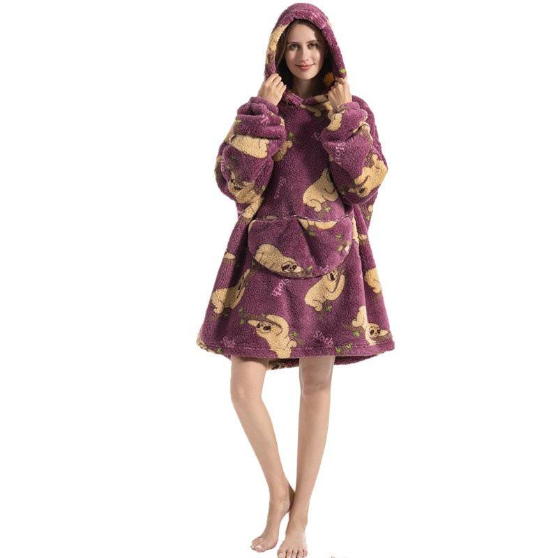 Cozy Autumn/Winter Pumpkin Blanket Sweatshirt: Thick Cotton Velvet Bathrobe for Indoor and Outdoor Warmth