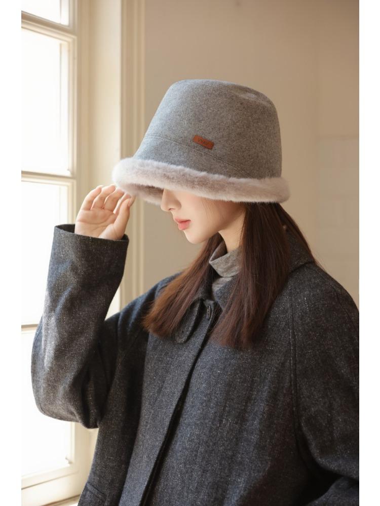 Herbst und Winter Neu Damen Winddicht Warm Fischerhut Fleece Verdickter Beckenhut Eleganter Fischerhut