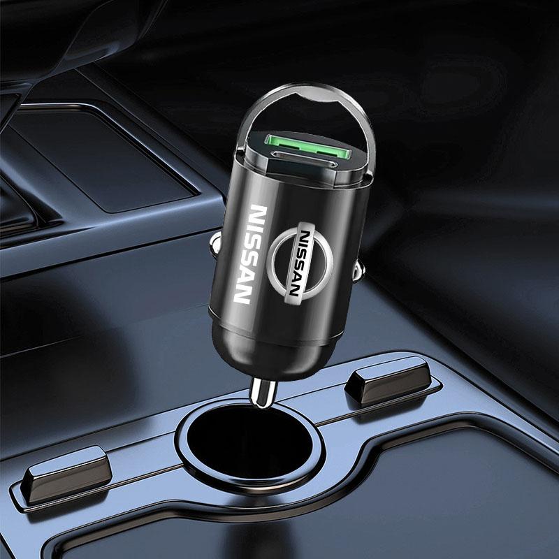 1Pcs Car Charger USB Type-C Fast Charging Adapter Car Accessories For Nissan Nismo Almera Tiida Juke Teana Qashqai 350Z 370Z GTR