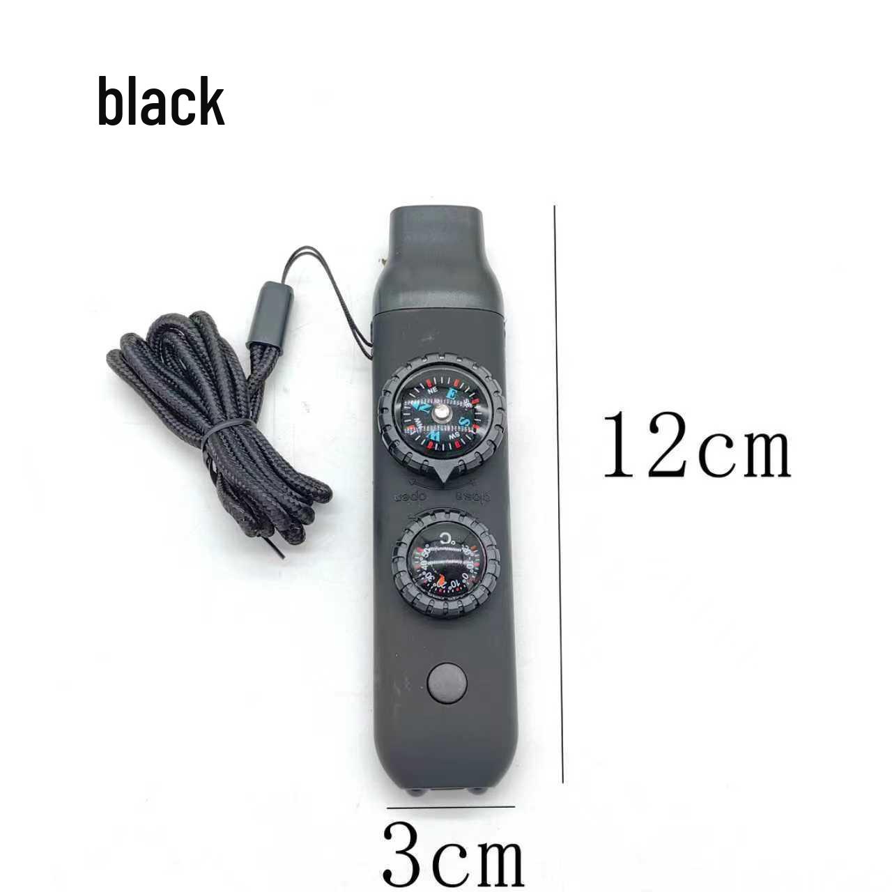 

Outdoor Multi-functional Survival Whistle with LED, Thermometer, and Compass чорний