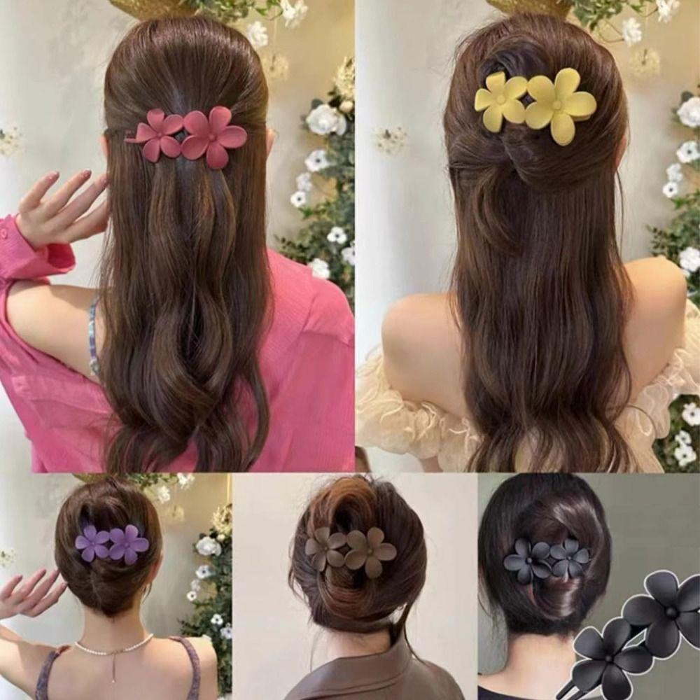 7 PCS Frosted Flower Barrettes Matte Hair Accessories Flat Hair Claw Clips  Beach Party