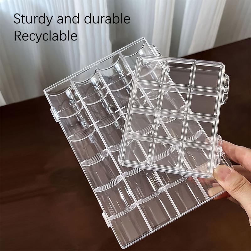 12/21/24 Grids Nail Art Organizer Box Glitter Rhinestones Gems Storage Case Box DIY Jewelry Beads Embroidery Organizer Container