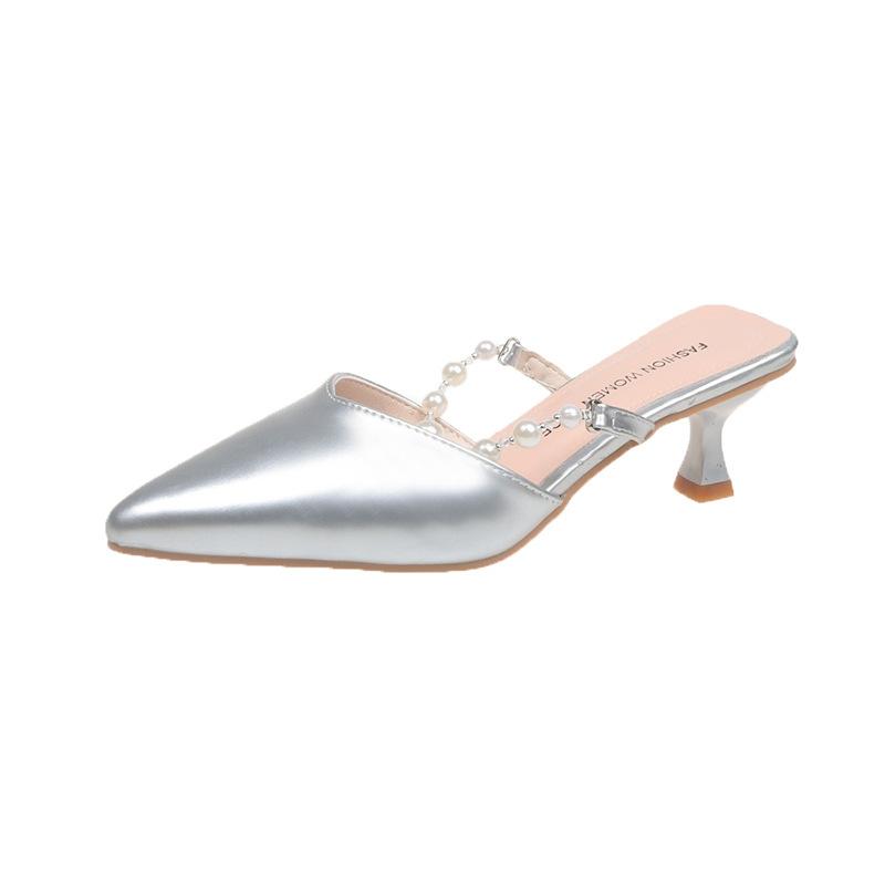 Fashion Fashion Women Thin High Heels Mules Slippers New Pointed Toe Butterfly-knot Shoes Female Casual Slides Ladies Pumps Sandals