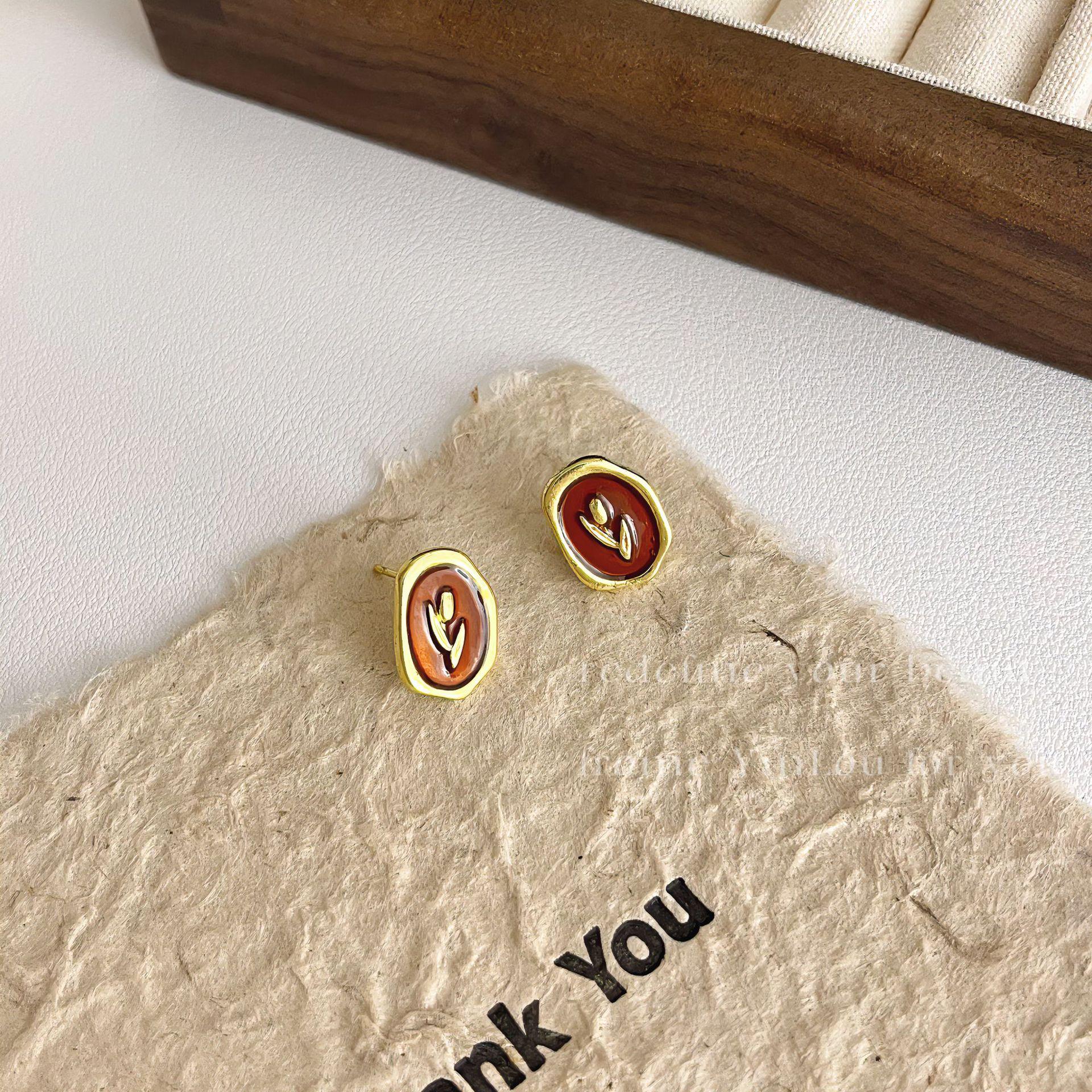 

«Серьги-иглы Майяра 925»: Янтарный жемчуг в стиле ретро для осени/зимы