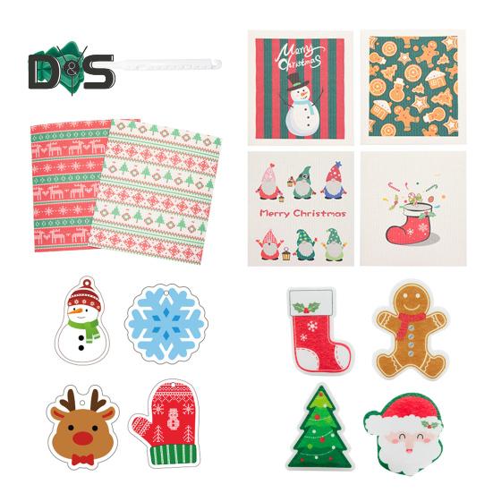 1/2/4-teiliges Geschirrspülschwamm-Set, wiederverwendbare Reinigungsschwämme, hervorragende Absorption, Weihnachtsthema, Küchenwäscher