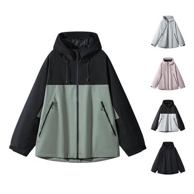 Veste d'alpinisme coupe-vent imperméable unisexe Automne 2077 - Légère, Monocouche, Design patchwork pour couples