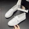 Little white shoes new shallow mouth round head low-top casual shoes lace-up flat bottom student board shoes women