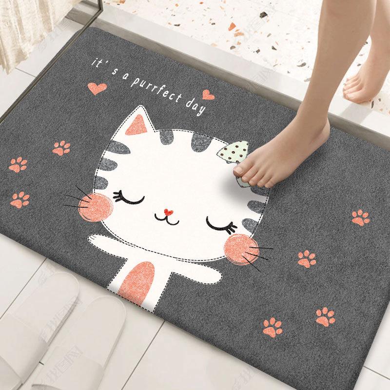 

Милые нескользящие коврики для ванной и туалета с мультяшным принтом — впитывают и разделяют влажную и сухую грязь. 40x60 cm