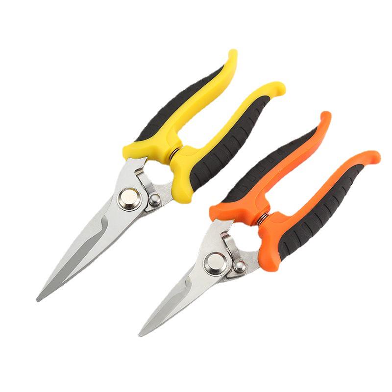 Stainless Steel Multi-Purpose Electrician's Scissors: Tin Snips, Wire Cutter, Stripper, Crimper.