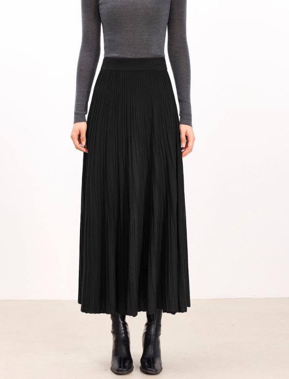 Warm Pleated A-line Knit Skirt - Winter Versatile Commute