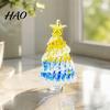 Kristallen Boom Bureauornament Handgeblazen Glas Kerstbeeldje, Mini Tafelbladornamenten Kerstornament, Handgemaakte Bureau Feestdecoratie Decoratief
