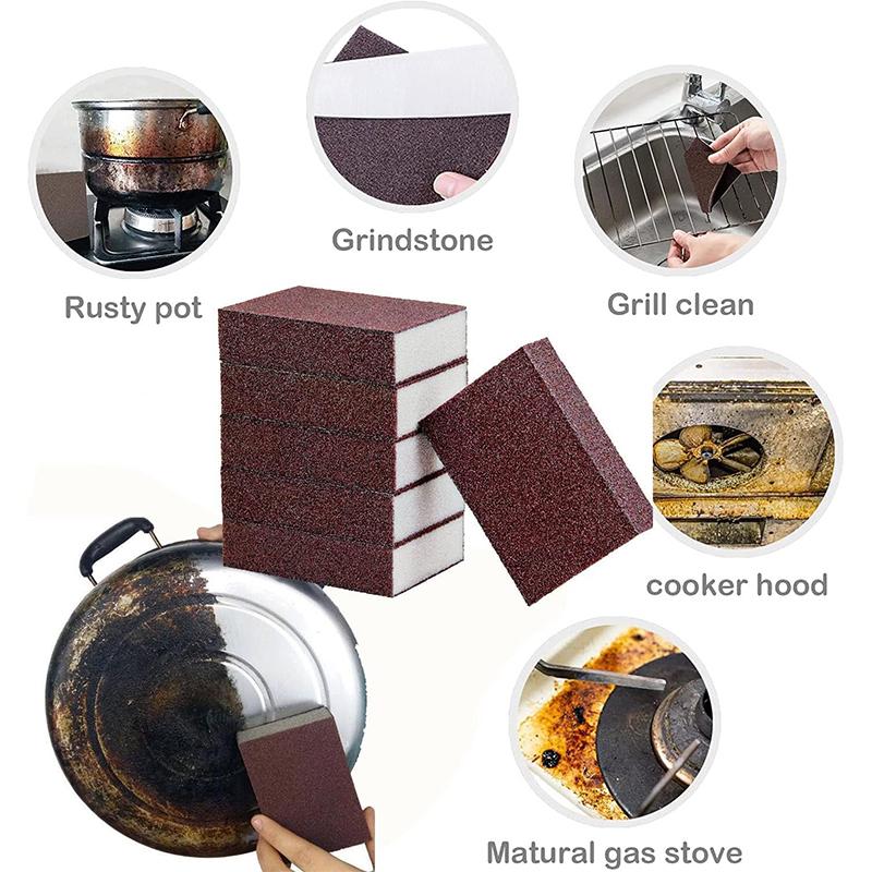 6Pcs Magic Carborundum Sponges Nano Magic Emery Cleaning Sponge Rust Sponge for Pots and Pans Kitchen Sanding Sponge Block