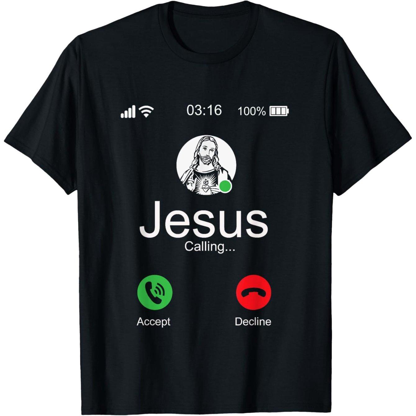 Jesus Calling Christian Religious Graphic Print Men s Short Sleeve T-Shirt Casual Daily Crewneck Tee S