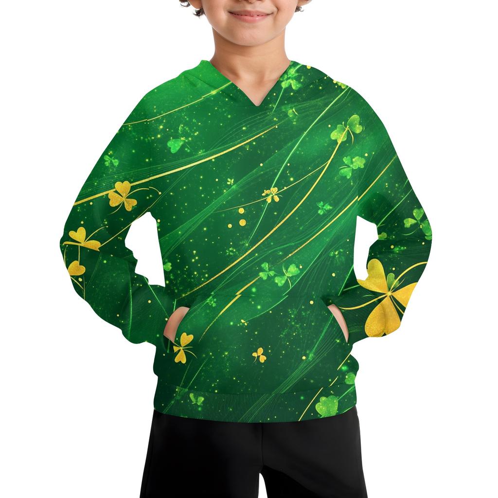 Boys Casual Fashion Long Sleeve Hooded Pocket Sweatshirt